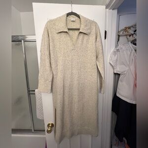 Abercrombie & Fitch Cream Knit Polo Sweater Dress